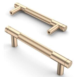Asidrama 10 Pack 3.75 Inch(96mm) Gold Cabinet Pulls Knurled Cabinet Handles Cupb